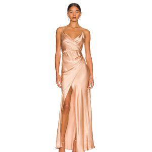 Shona Joy La Lune Cross Draped Maxi Dress in Desert Rose (Size 6)
